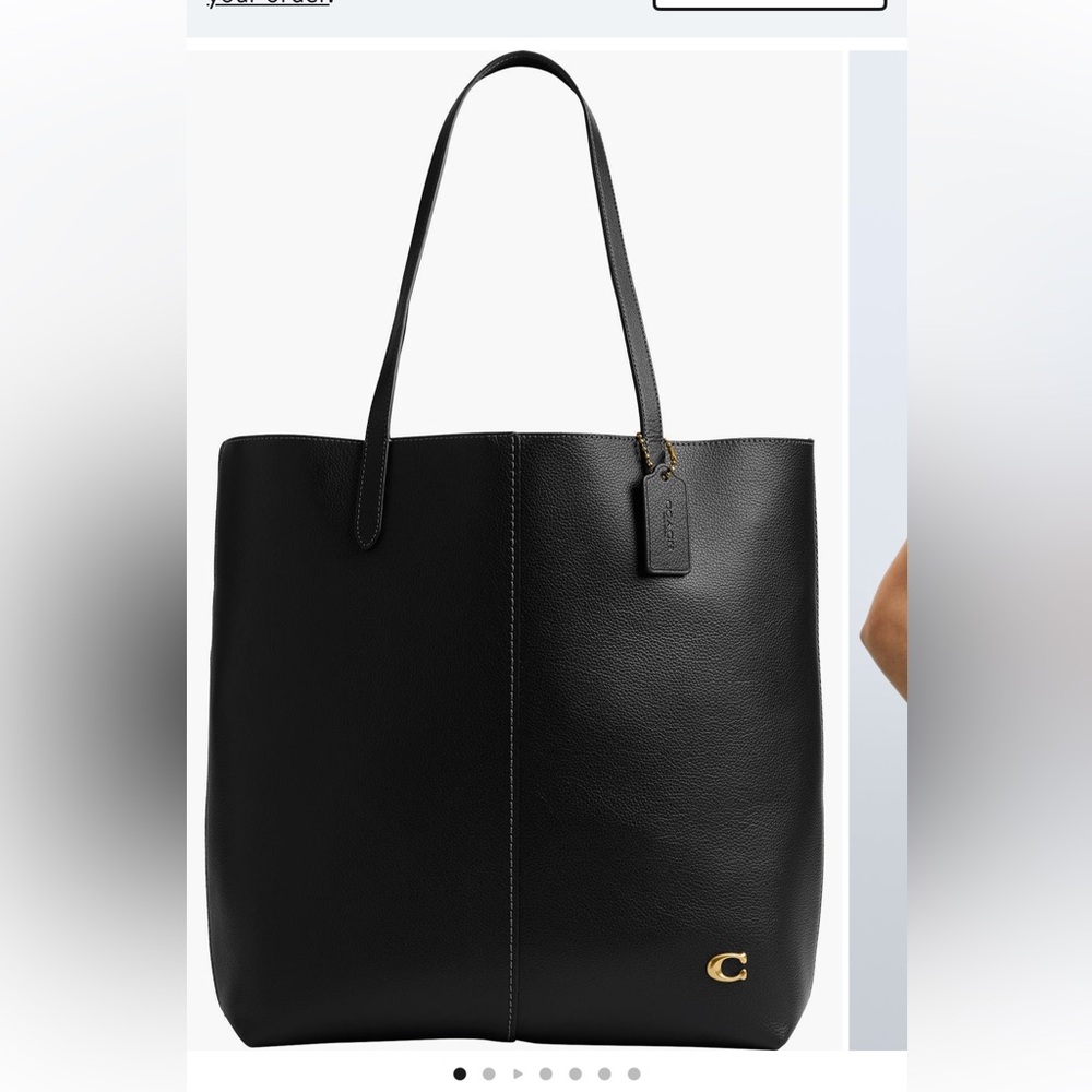 Coach North Pebble Leather Black Tote Bag